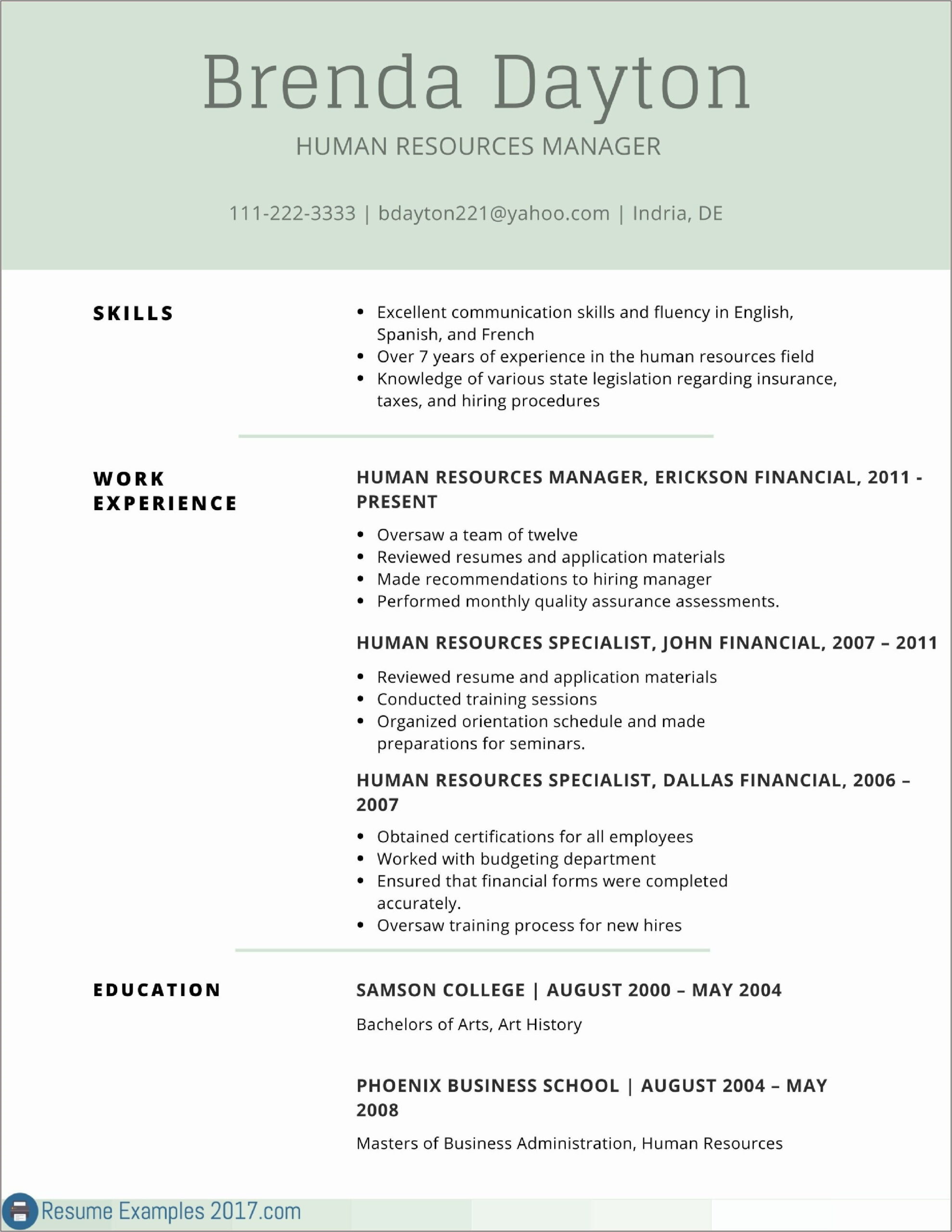 Resume Example For Construction Worker