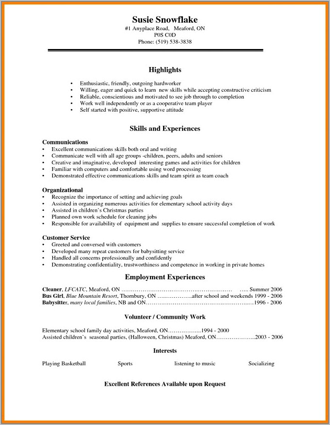 Resume Examples For College Applications