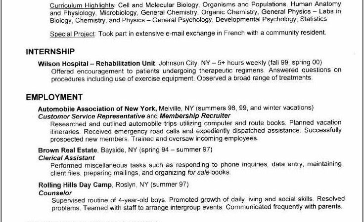 Resume Examples For College Students Internships