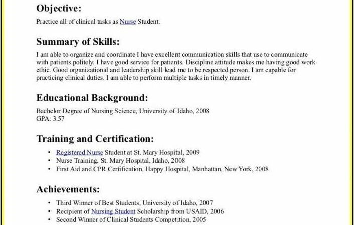 Resume Examples For Graduate Nursing Students