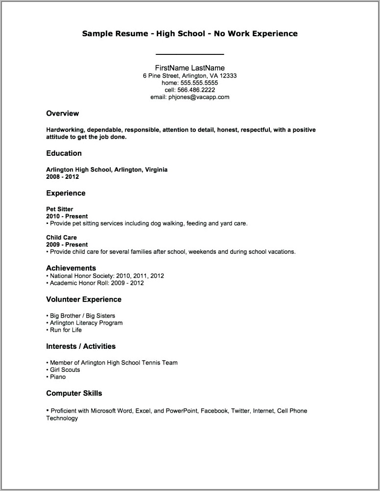 Resume Examples For Jobs With Experience