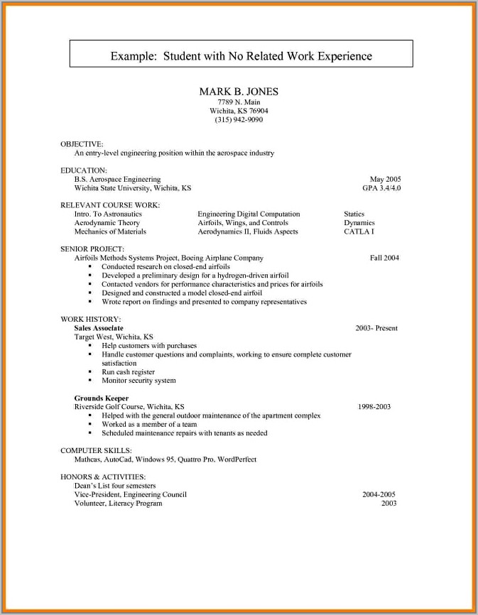 Resume Examples For Jobs With Little Experience