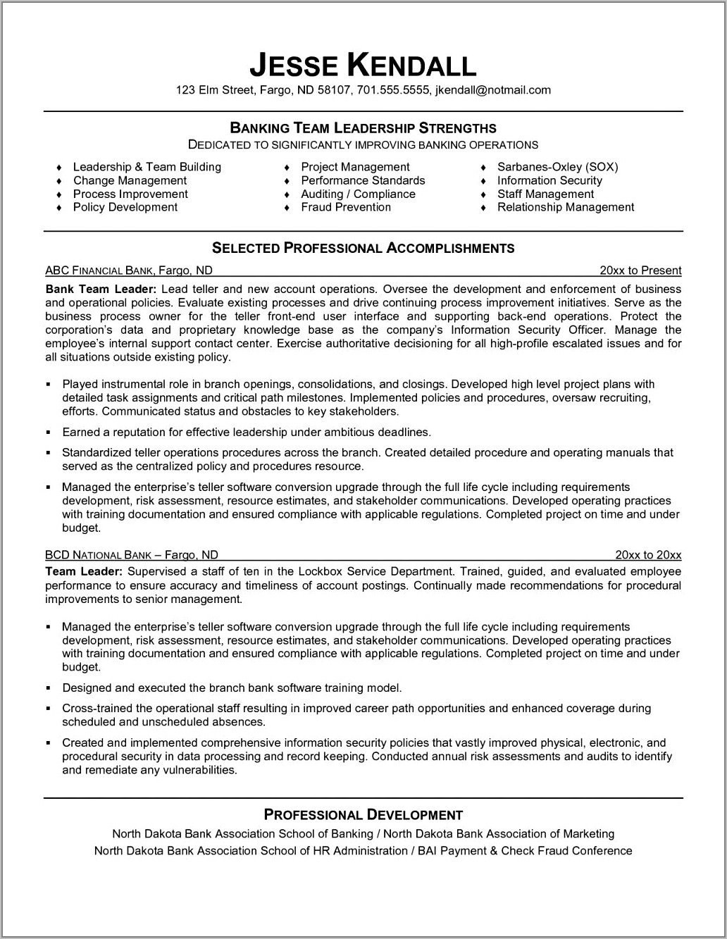 Resume Examples For Leadership