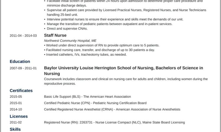 Resume Examples For Nurses Pdf