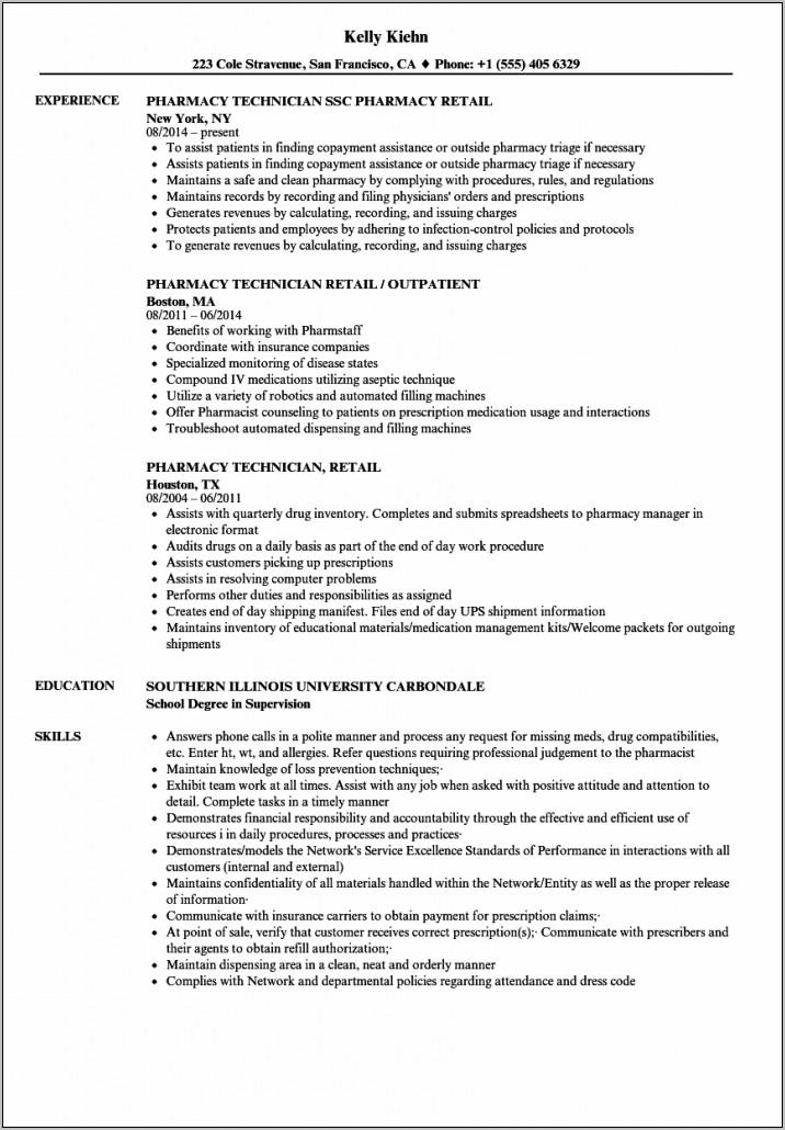 Resume Examples For Pharmacist Assistant