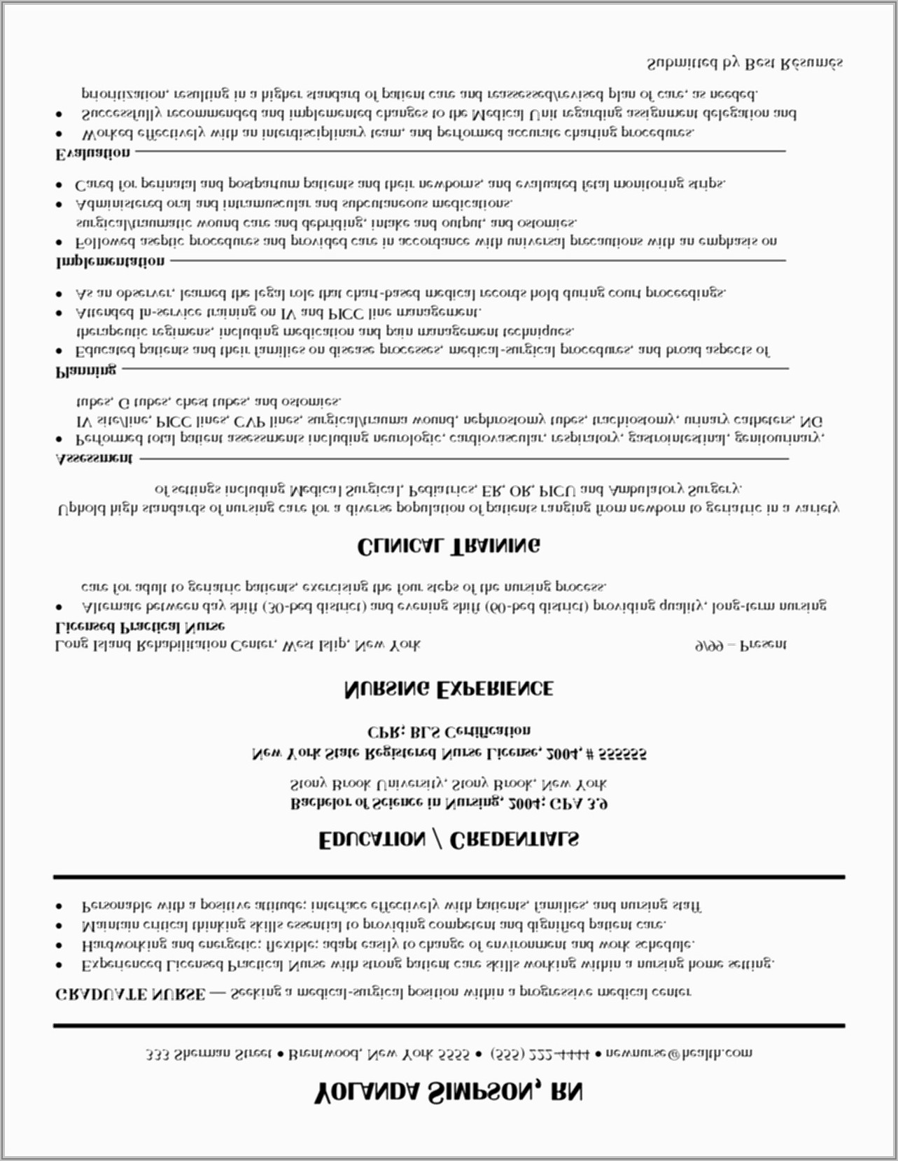 Resume Examples For Registered Nurses