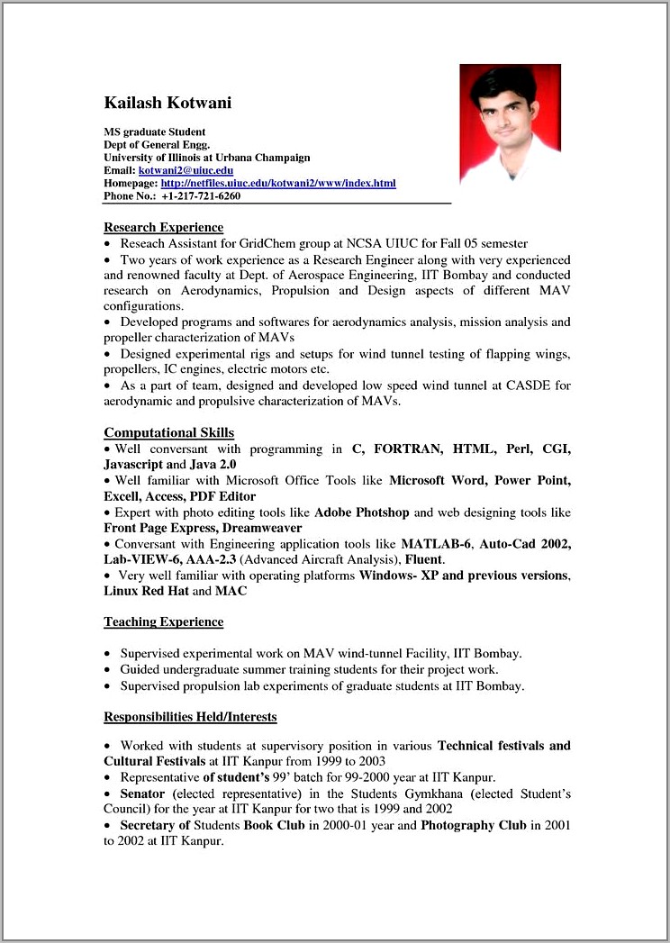 Resume Examples For Students With Work Experience