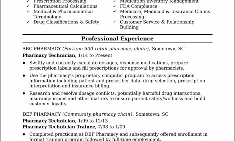 Resume Examples Pharmacy Assistant