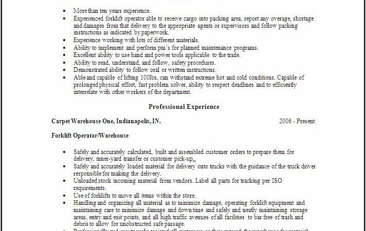 Resume Examples Warehouse Worker