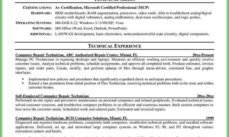 Resume For Computer Technician With No Experience