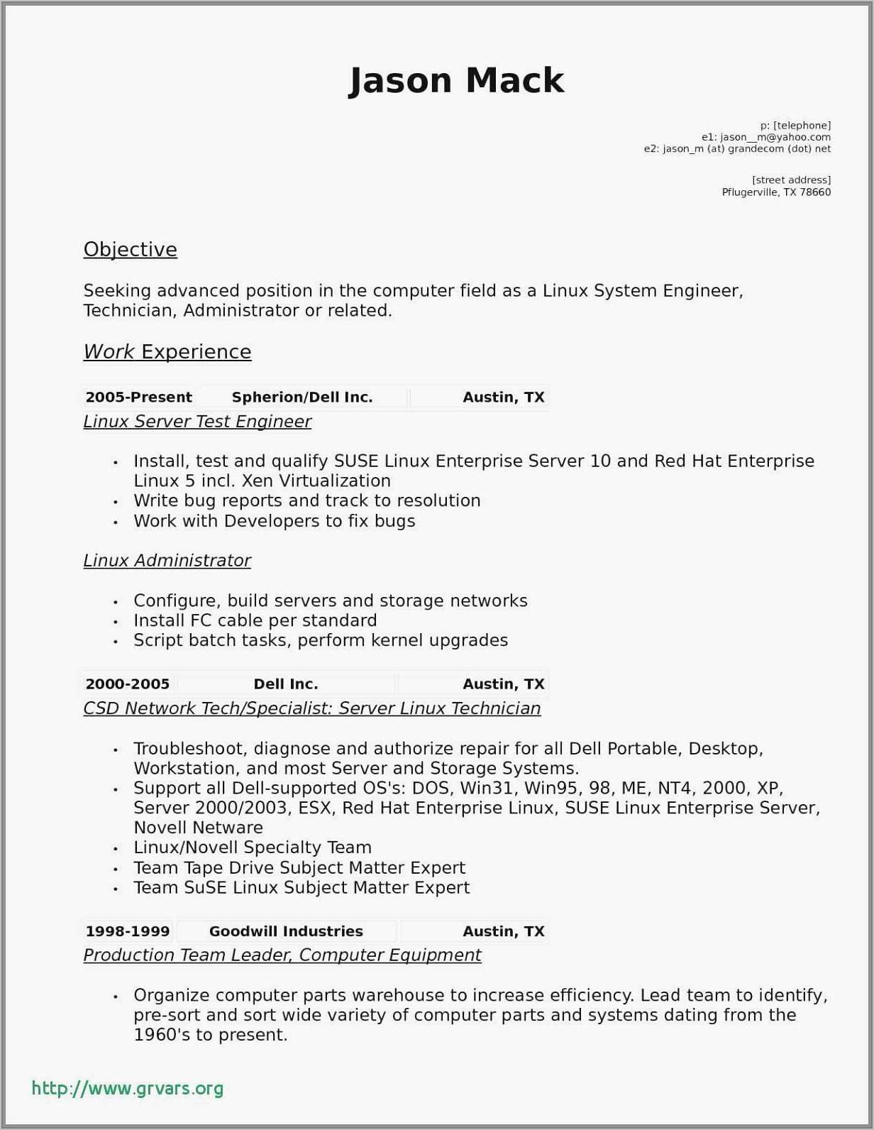 Resume For Entry Level Hvac Technician