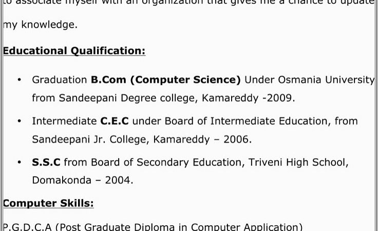 Resume For Freshers Engineers Ece