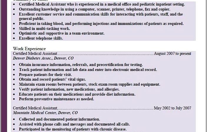 Resume For Medical Assistant Example