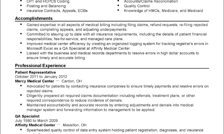 Resume For Medical Biller Sample