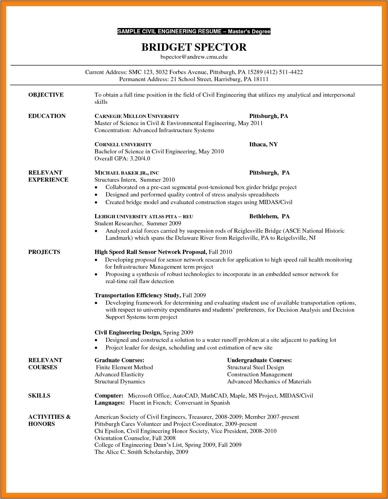 Resume For New College Graduate Template