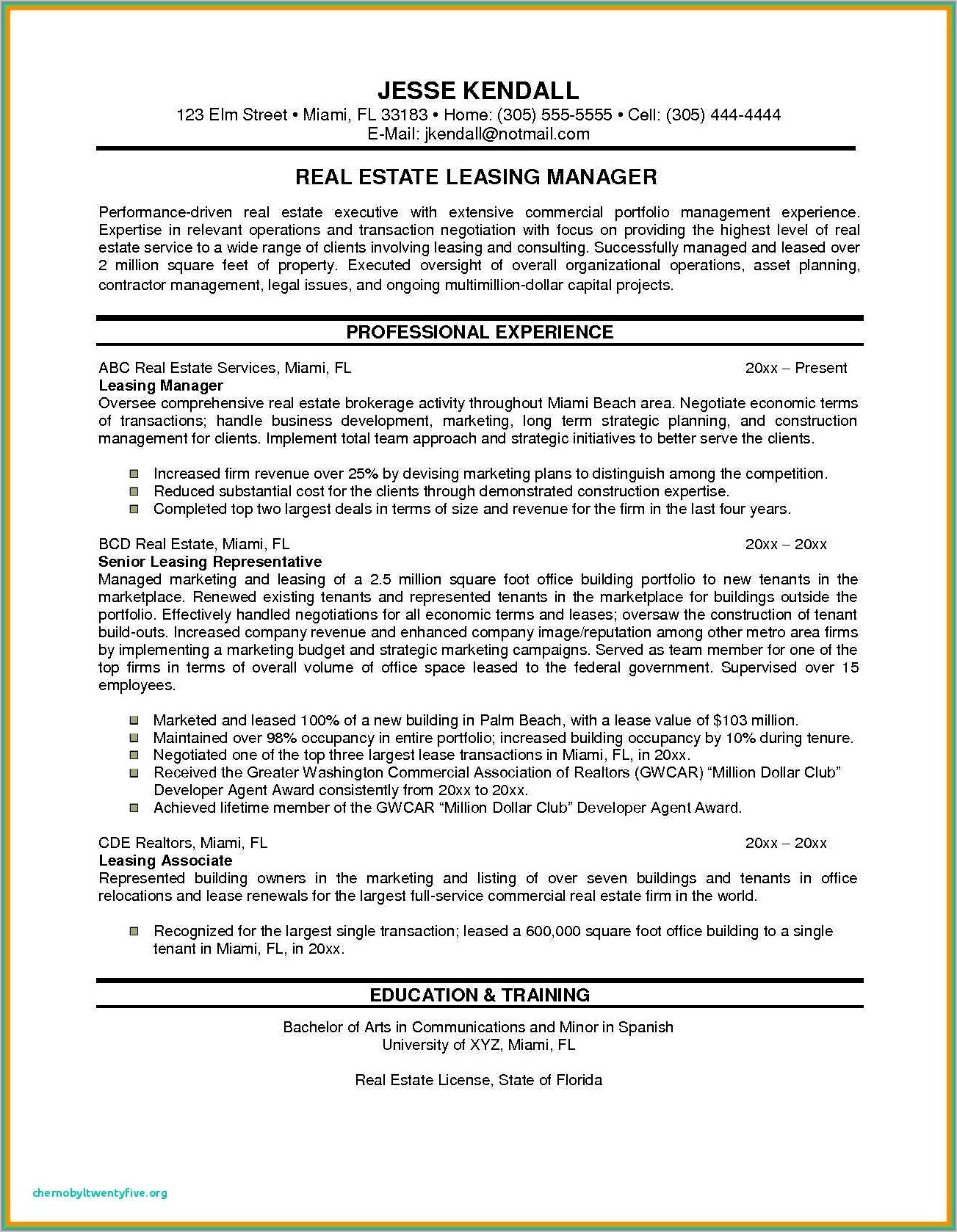 Resume For Sales Executive In Real Estate