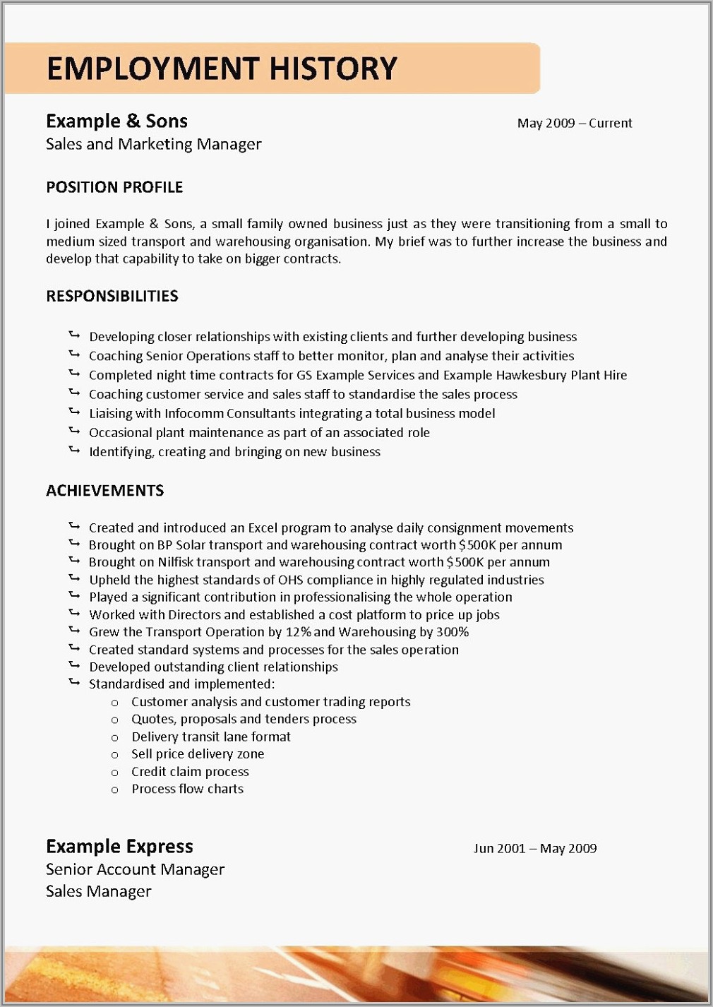 Resume For Tow Truck Driver