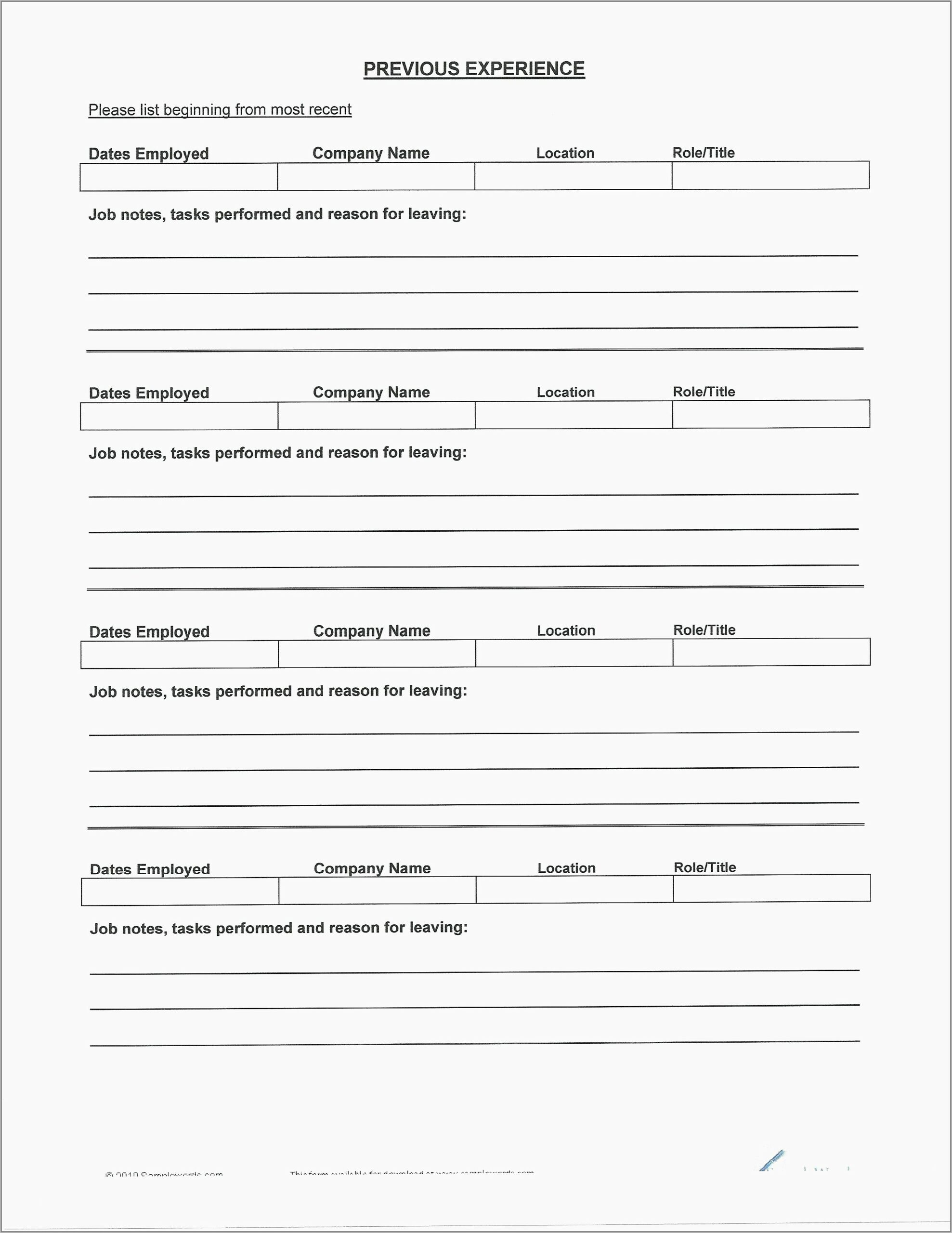 Resume Format Blank Download