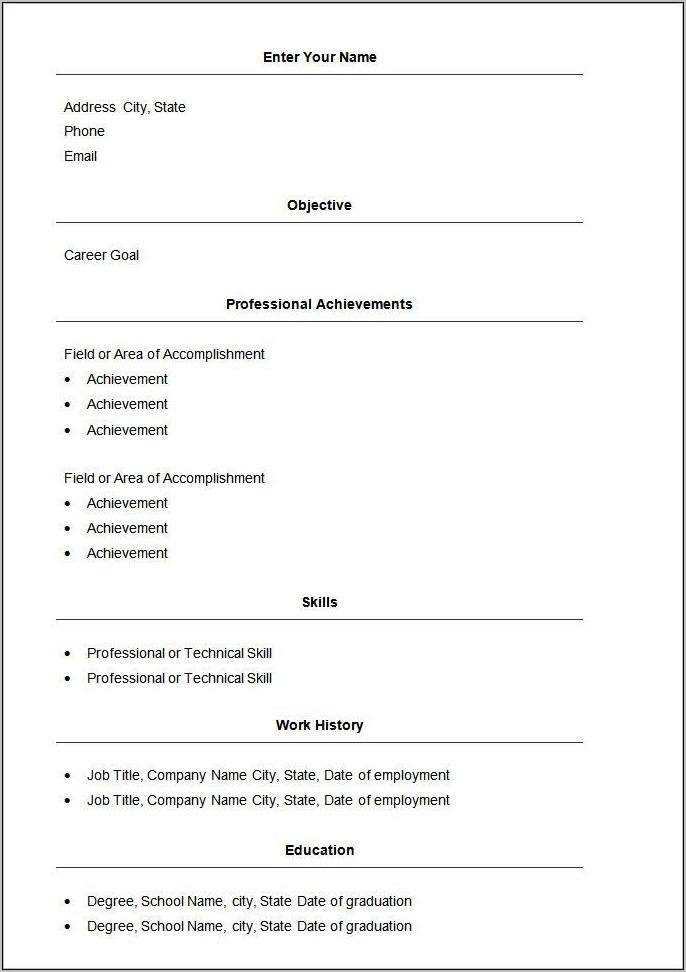 Resume Format Examples Free Download