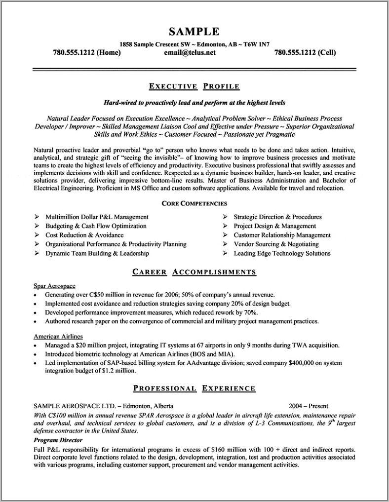 Resume Format For Airline Job