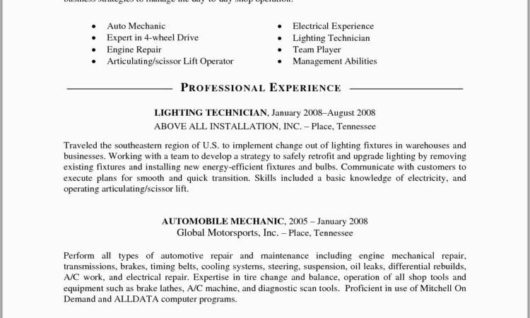 Resume Format For Computer Hardware Technician