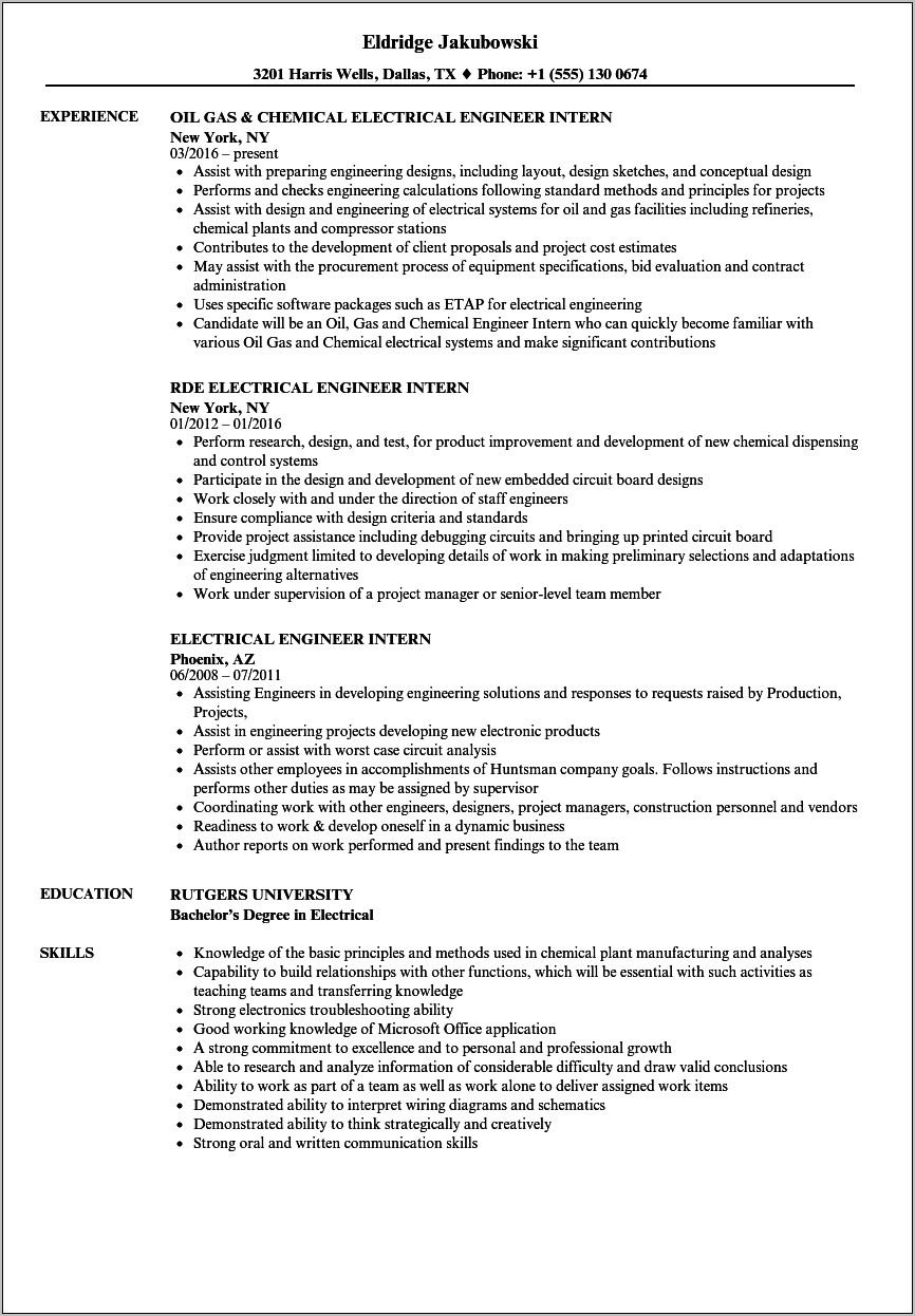 Resume Format For Engineering Students Pdf