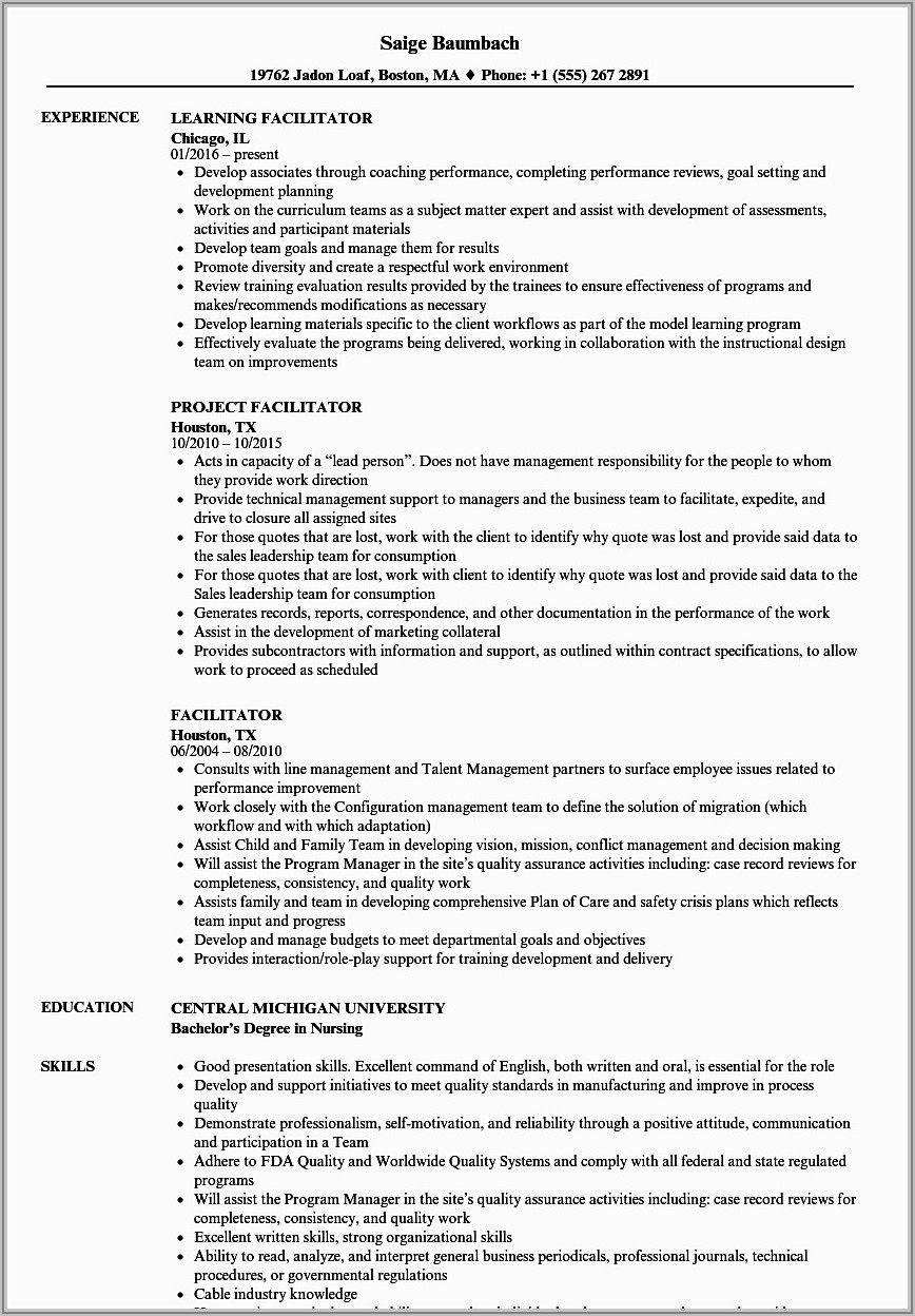 Resume Format For Fresher Nursing Tutor