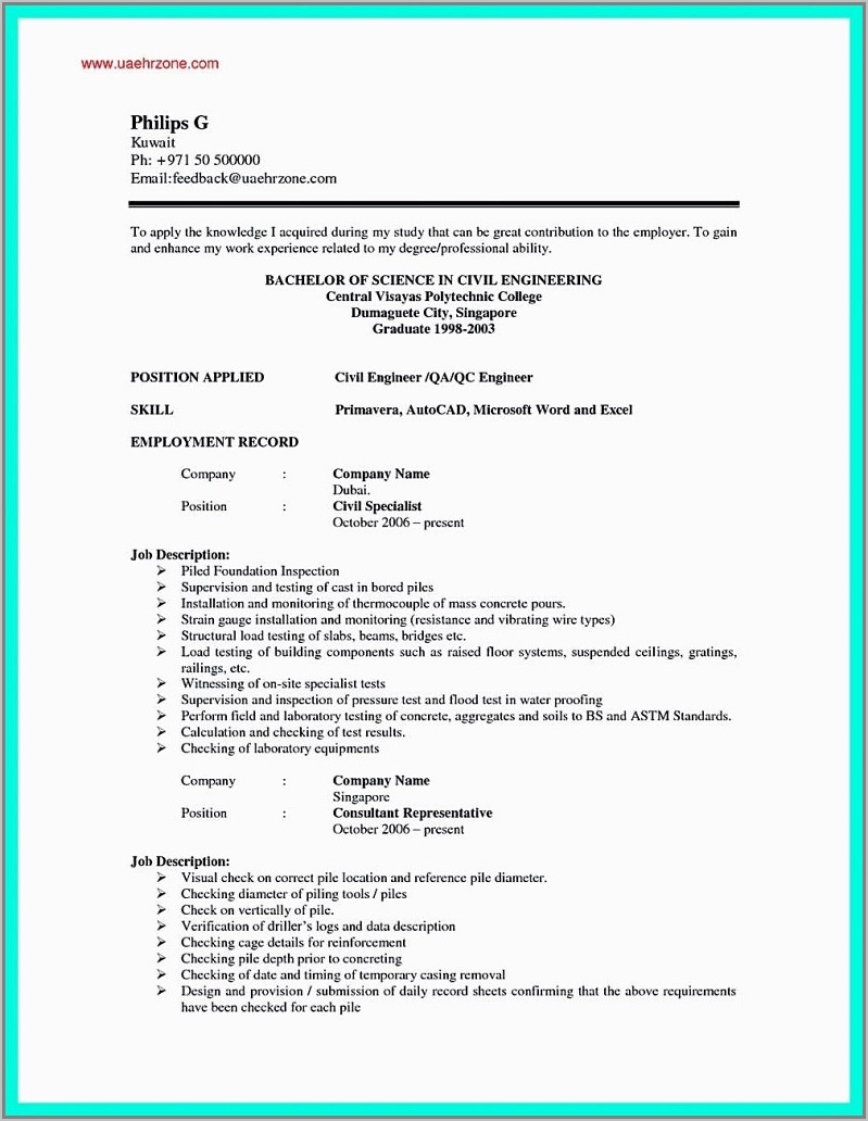 Resume Format For Freshers Ece Engineers Pdf