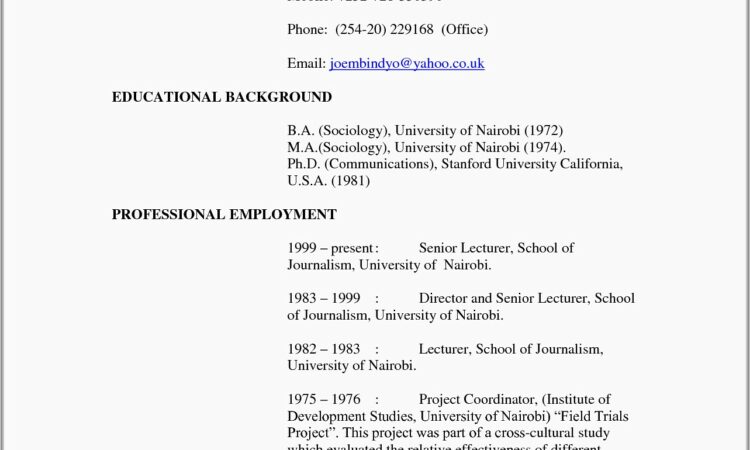 Resume Format For Lecturer Fresher