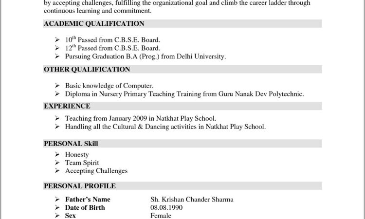 Resume Format For Mba Freshers Free Download