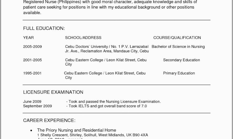 Resume Format For Nurses Doc