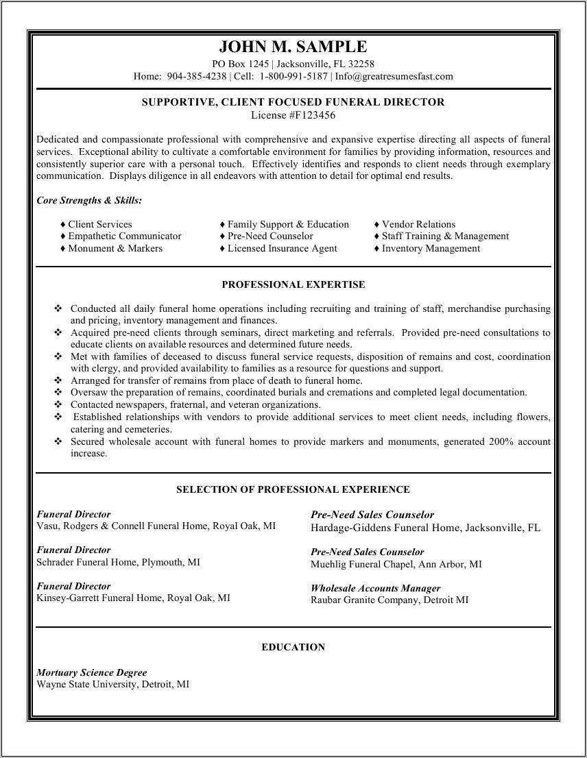 Resume Format For Sales Executive Job