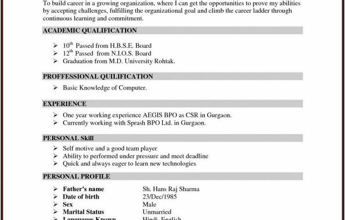 Resume Format For Tcs Pdf Free Download