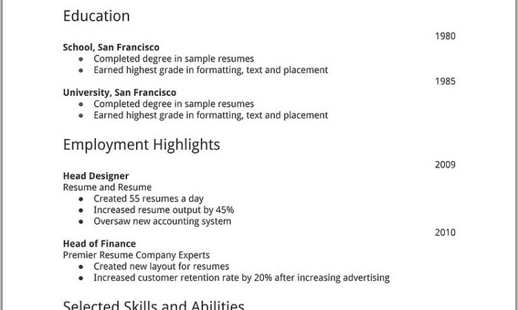 Resume Format For Teachers Job Free Download