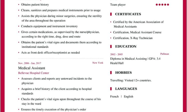 Resume Format Medical Assistant