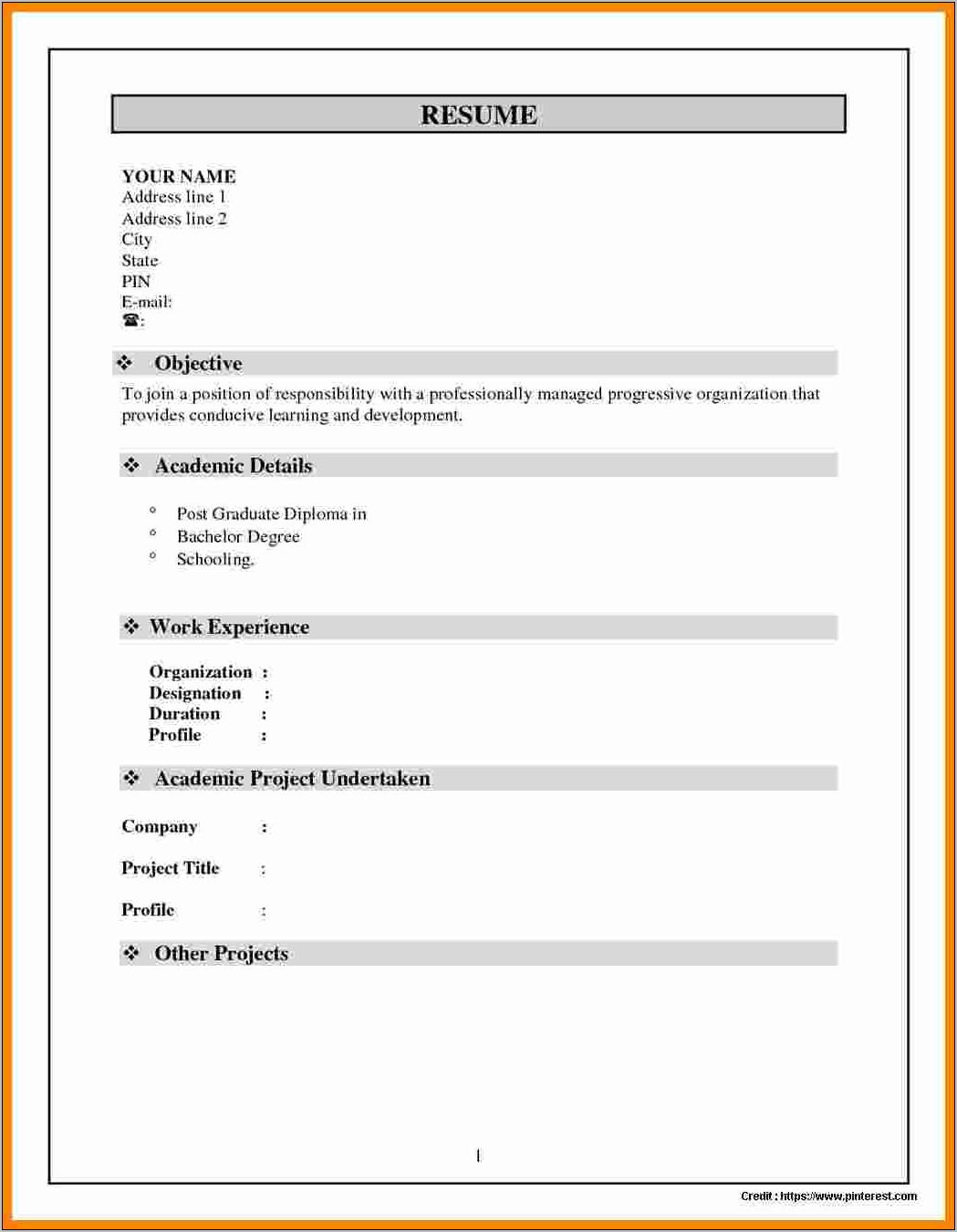 Resume Format Pdf File Free Download