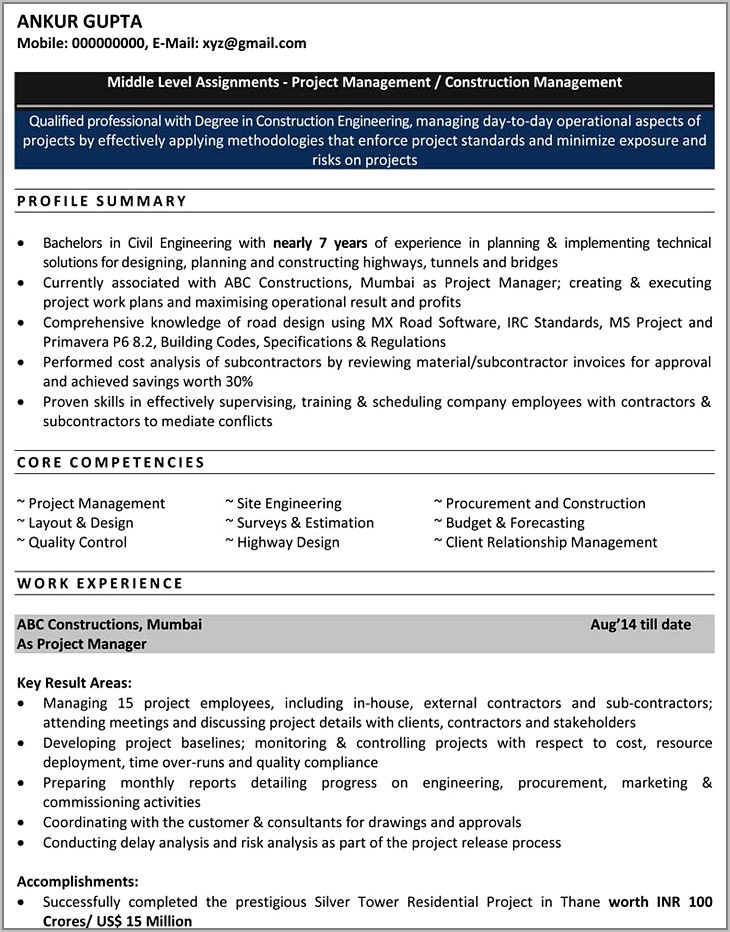 Resume Format Pdf For Engineering Freshers Download