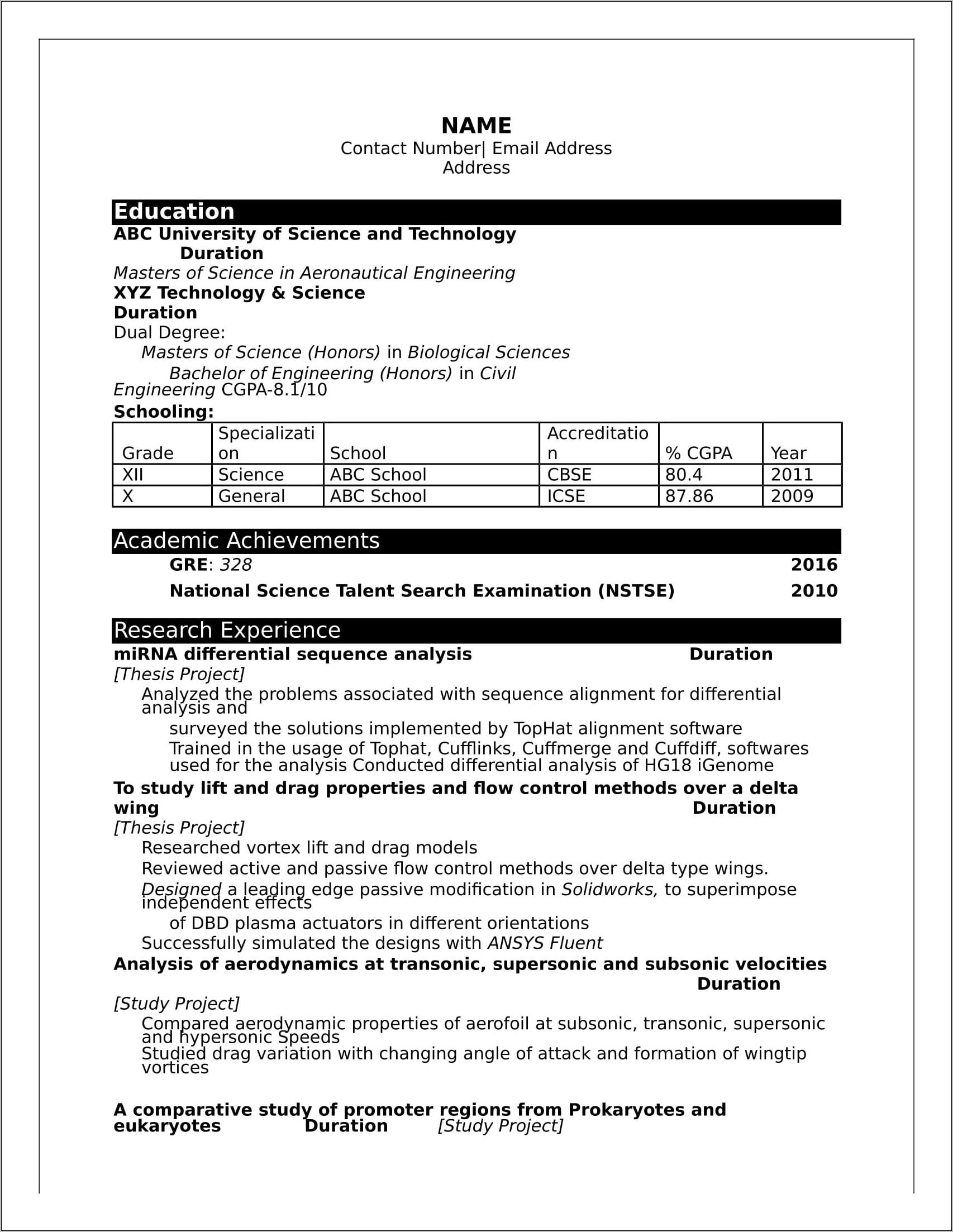 Resume Format Templates Free Download