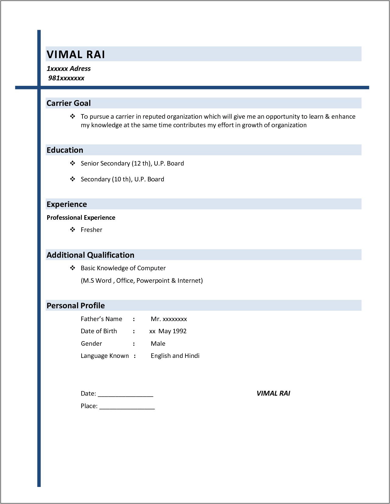 Resume Format Templates Word