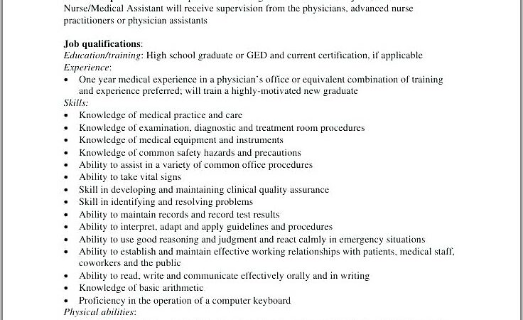 Resume Job Description For Certified Medical Assistant