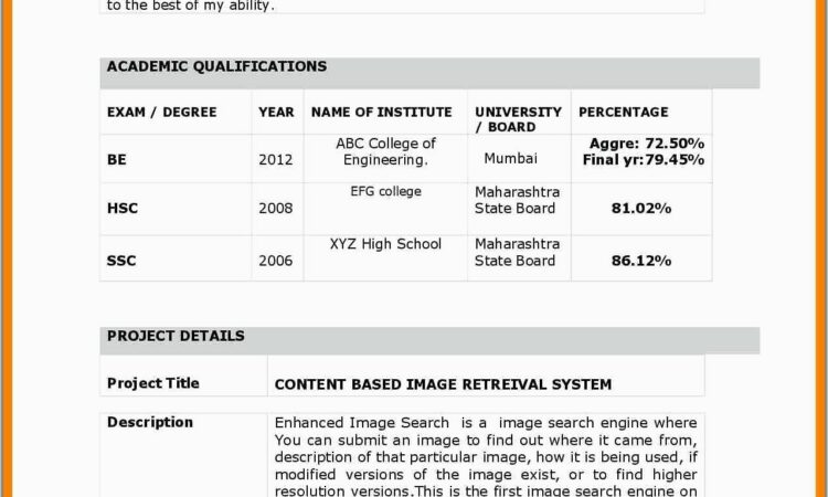 Resume Model Freshers Engineers Pdf