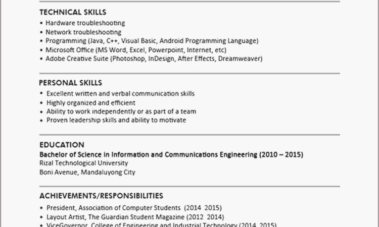 Resume Models For Freshers Ece Engineers