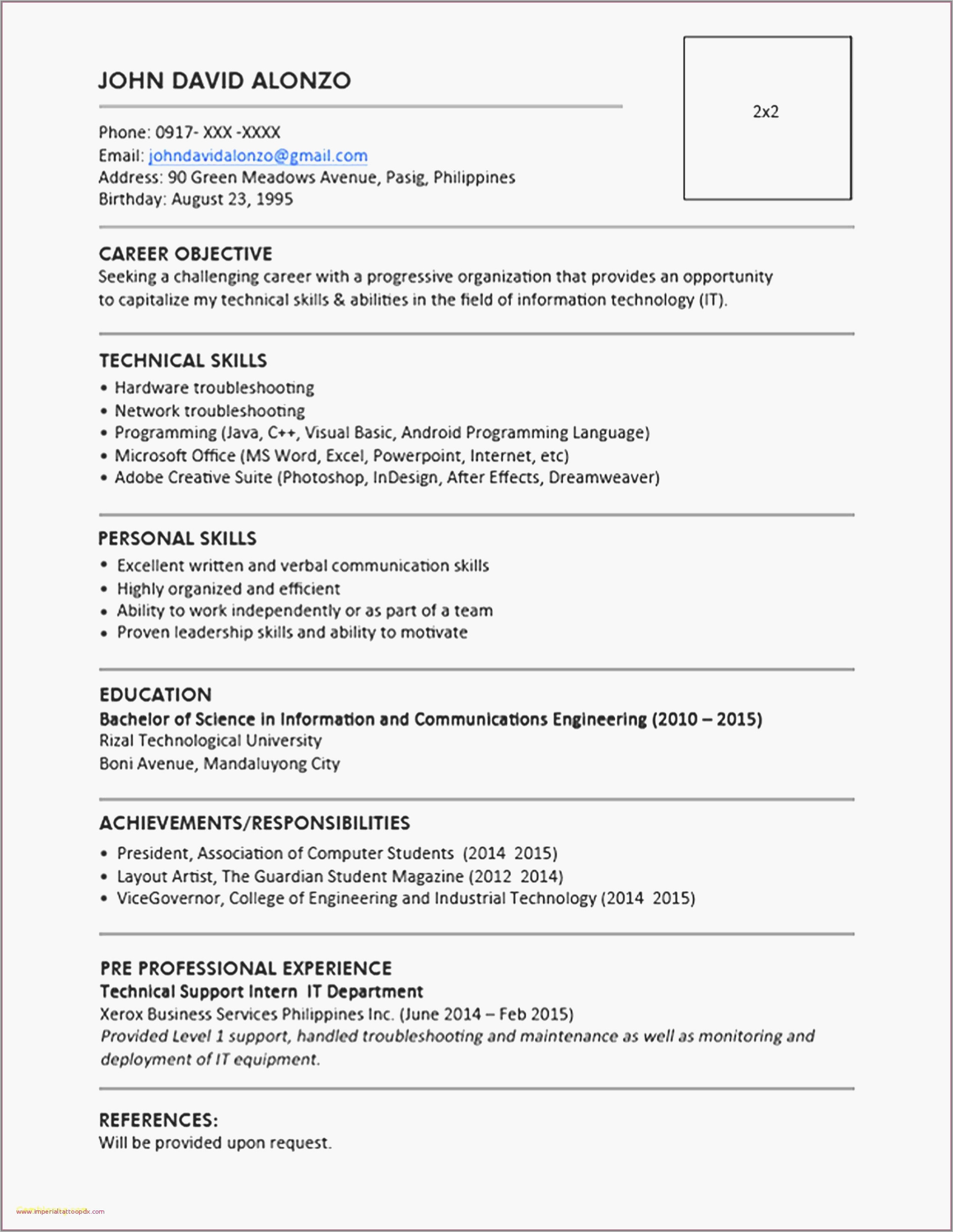 Resume Models For Freshers Ece Engineers