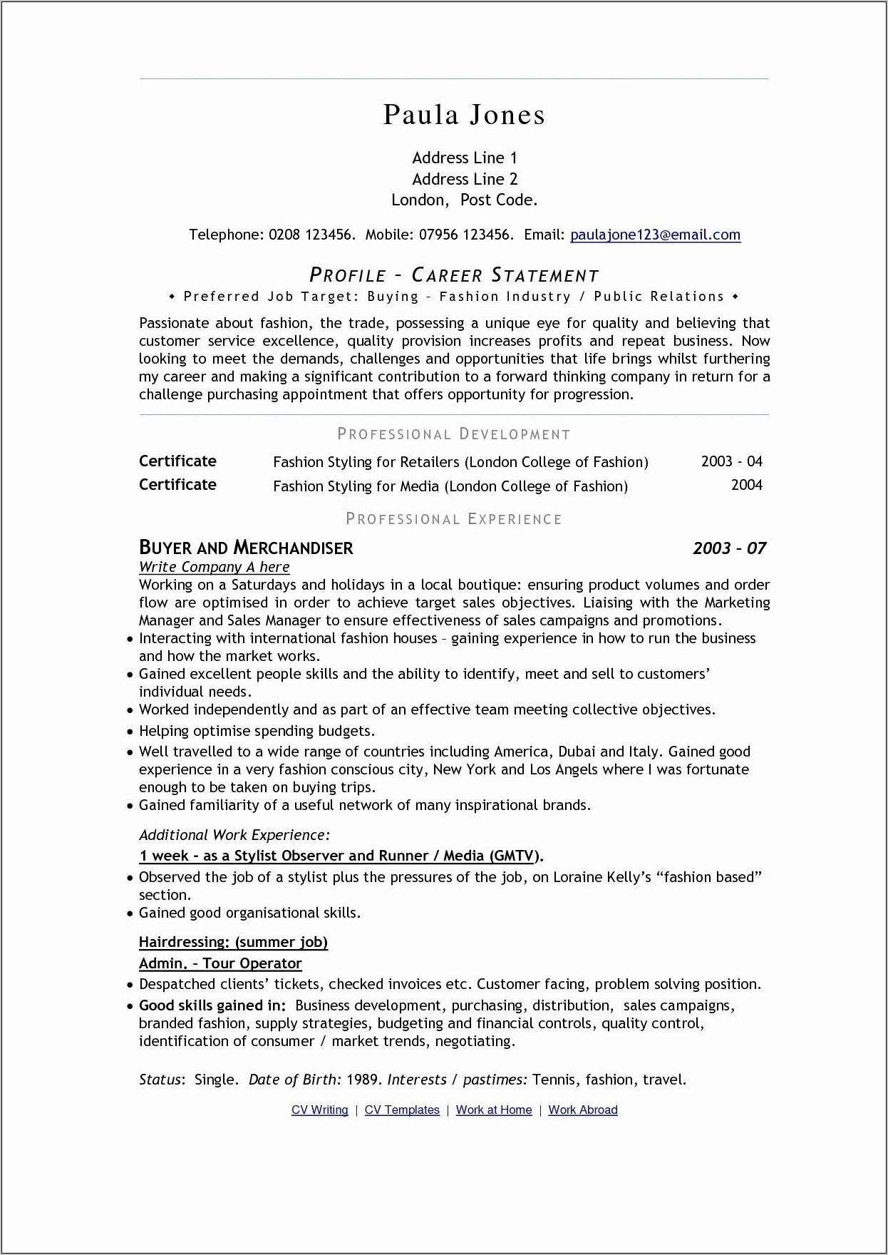 Resume Objective Examples For Sales Positions