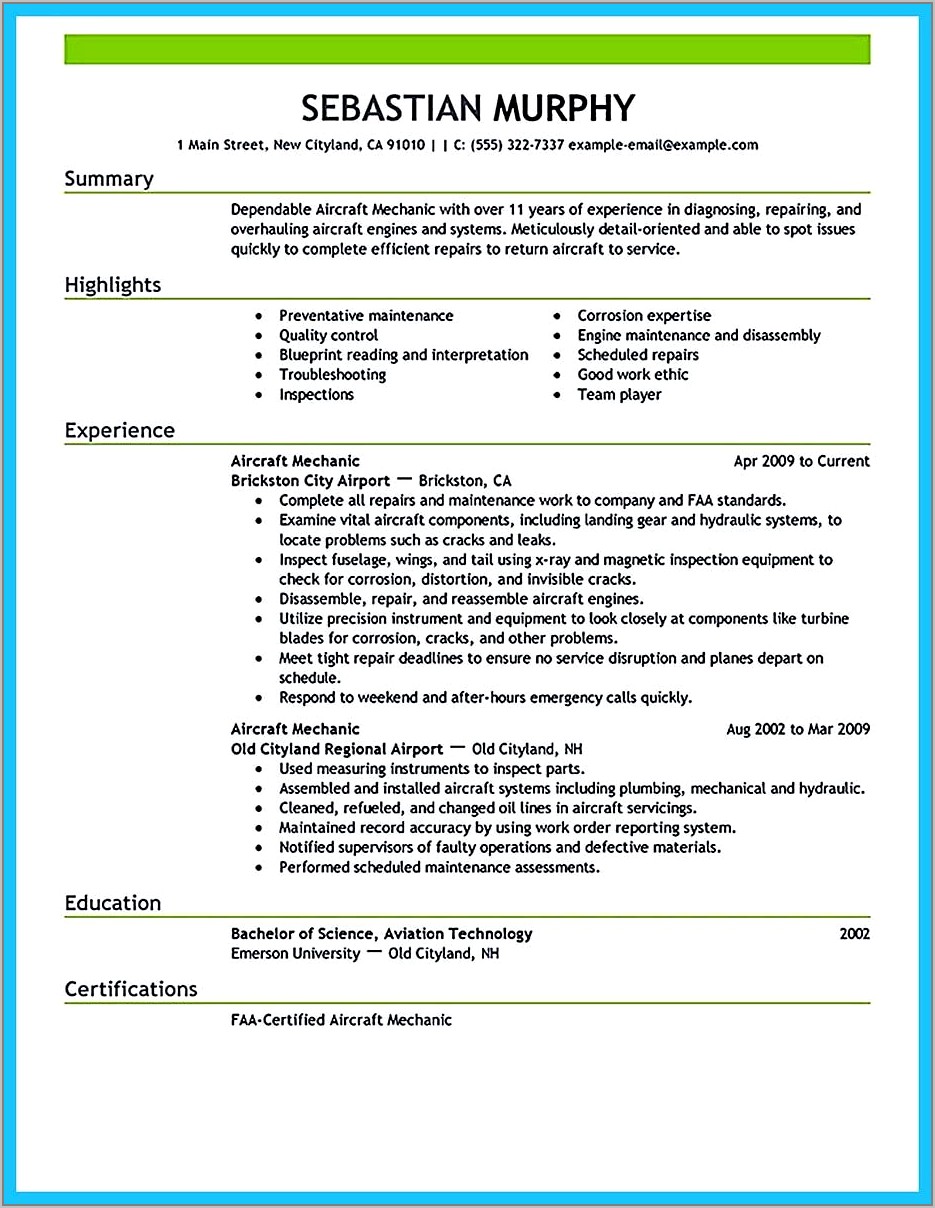 Resume Objective For Airline Job
