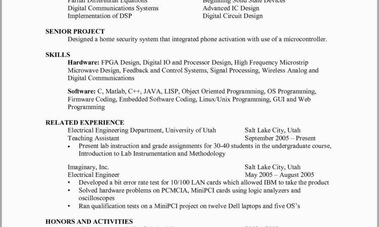 Resume Objective Samples For Electrical Engineer