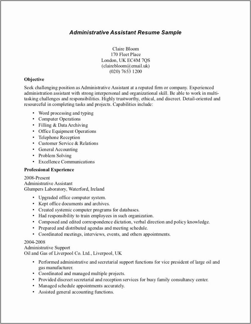 Resume Objective Samples For Medical Assistant