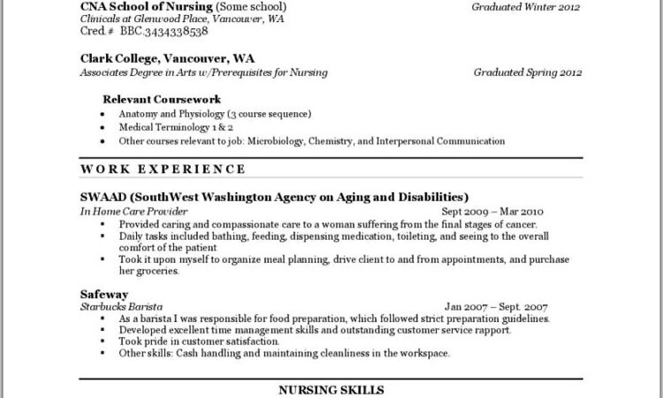 Resume Objectives For Nursing Assistant