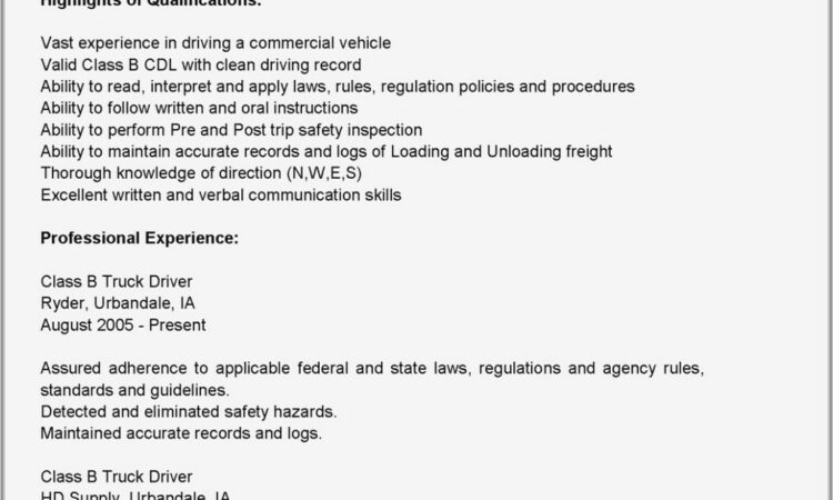 Resume Objectives For Truck Driving