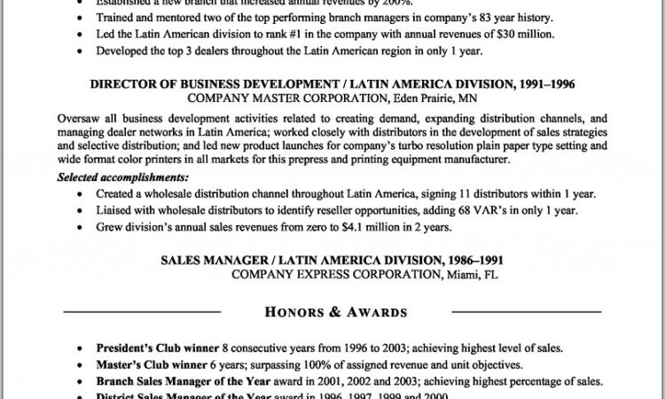 Resume Sales Executive Sample